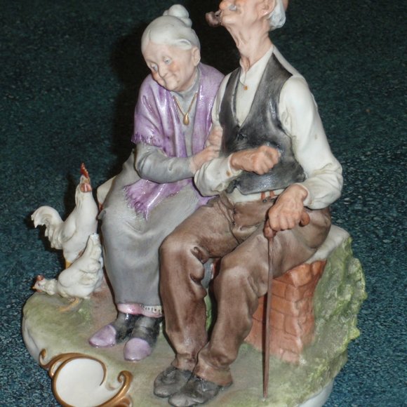 Giuseppe Cappe Statue Gruppo Vecchietti Figurine Capodimonte Old Couple In Love! - Picture 3 of 11